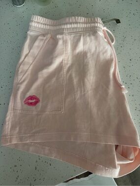 J. Crew Light Pink/Peach Cotton Shorts with Lip Motif